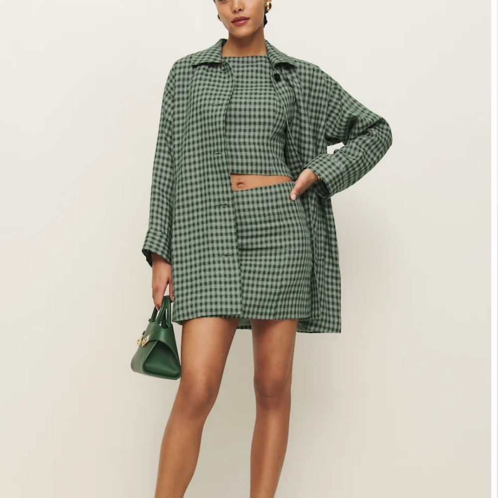 NWT Reformation Irene Linen Jacket Green - Size XS